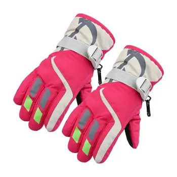 Детские лыжные перчатки с полными пальцами, флисовые Термальные лыжные перчатки, зимние водонепроницаемые детские сноубордические перчатки для катания на лыжах.
