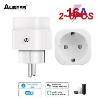 AUBESS 16A EU Plug WIFI Беспроводная Удаленная Розетка Smart Timer Plug Голосовое Управление Домашний Огнестойкий ПК Smart Power Socket 0