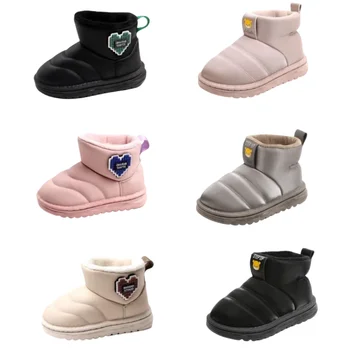12 стилей зимних ботинок для девочек, Новая зимняя хлопковая теплая обувь с дополнительным флисом, утолщенные хлопковые ботинки для мальчиков большого размера