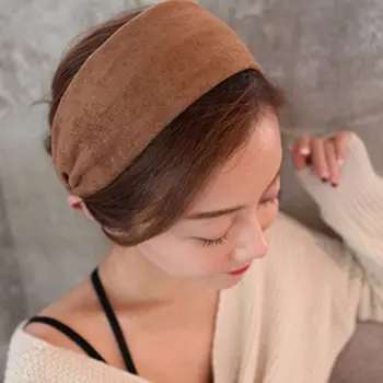 Модная элегантная винтажная широкая лента для волос, обруч для волос в корейском стиле в стиле ретро, милая женская повязка на голову, замша 4