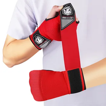 1 пара гелевых боксерских перчаток для рук, регулируемые перчатки на половину пальца, поддержка с длинным ремешком на запястье, Защитное снаряжение для рук в боксе ММА