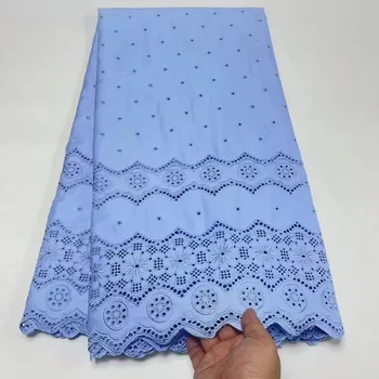 Синяя Африканская Шелковая Хлопчатобумажная Кружевная ткань 2023 Высококачественное Кружево Швейцарская вуаль Кружевная ткань Нигерийские Ткани Для женщин Праздничный Шитье