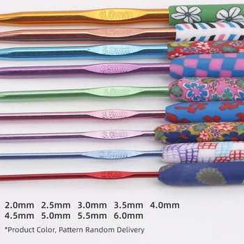 Набор для вязания крючком сверхдлинной длины с мягкой ручкой и эргономичным цветным захватом и принадлежностями для основного вязания 2,0-6 мм 2