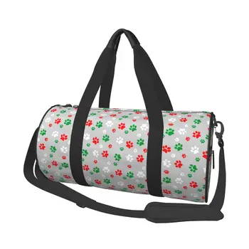 Спортивные сумки Merry Christmas Dog Paw Animal Love, спортивная сумка большой емкости, водонепроницаемая сумка для пары, изготовленная на заказ, сумка для багажа, ретро-сумка для фитнеса