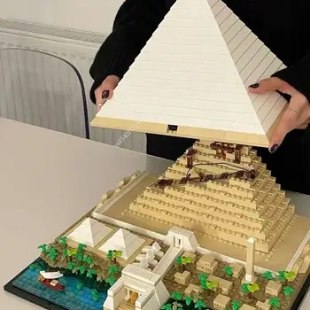 Модель Великой пирамиды Гизы, архитектура города, вид на улицу, набор строительных блоков, сделай сам, игрушки для взрослых, совместимые с 21058 1
