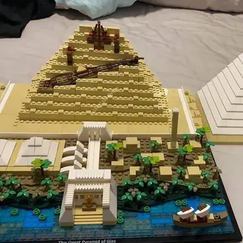 Модель Великой пирамиды Гизы, архитектура города, вид на улицу, набор строительных блоков, сделай сам, игрушки для взрослых, совместимые с 21058 2