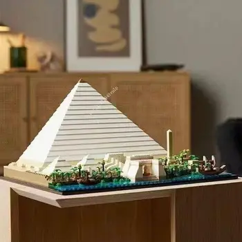 Модель Великой пирамиды Гизы, архитектура города, вид на улицу, набор строительных блоков, сделай сам, игрушки для взрослых, совместимые с 21058 3