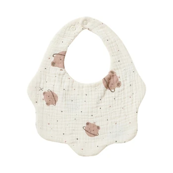 Детский нагрудник Y55B, слюнявый нагрудник для новорожденных, Хлопчатобумажная ткань от отрыжки с 2 пуговицами, дышащая