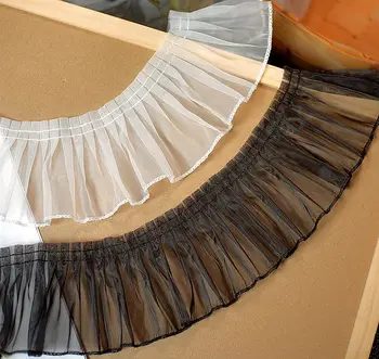 кружевные аксессуары из органзы в складку 10 ярдов, украшение в стиле Лолиты, вырез юбки, манжеты, Материал для штор, кружево 0