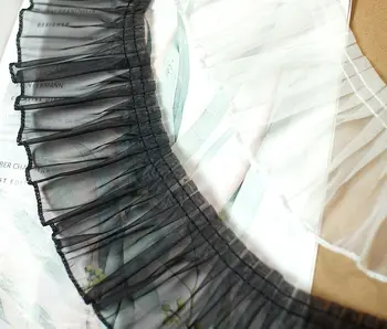 кружевные аксессуары из органзы в складку 10 ярдов, украшение в стиле Лолиты, вырез юбки, манжеты, Материал для штор, кружево 2
