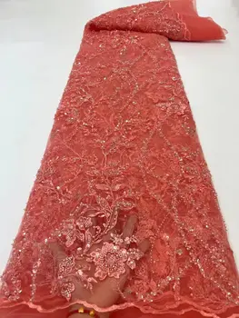 2022 Высококачественные Нигерийские Африканские блестки, Бархат, Кружевная ткань, вышивка Для пошива свадебных платьев в нигерийском стиле 3