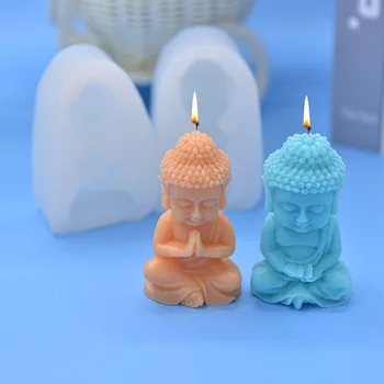 Силиконовая форма для свечи Будды своими руками, 3D Форма для Будды из гипса, мыла, цемента, смолы, Изготовление подарков для фестиваля, Принадлежности для производства церковных Свечей