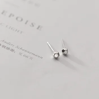 Dreamhonor Геометрические Твердые серьги-гвоздики из стерлингового серебра 925 пробы с многоугольным молотком для ушей для женщин, подарки для вечеринок, ювелирные изделия SMT275 1