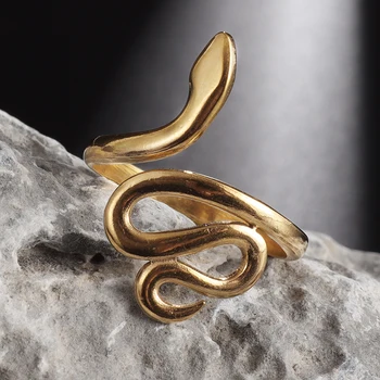 Классическое модное кольцо в виде змеи из нержавеющей стали Для мужчин и женщин, простые кольца в форме змеи золотого цвета, украшения для вечеринок, украшения на день рождения