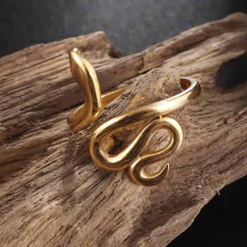 Классическое модное кольцо в виде змеи из нержавеющей стали Для мужчин и женщин, простые кольца в форме змеи золотого цвета, украшения для вечеринок, украшения на день рождения 1