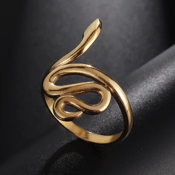 Классическое модное кольцо в виде змеи из нержавеющей стали Для мужчин и женщин, простые кольца в форме змеи золотого цвета, украшения для вечеринок, украшения на день рождения 2
