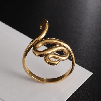 Классическое модное кольцо в виде змеи из нержавеющей стали Для мужчин и женщин, простые кольца в форме змеи золотого цвета, украшения для вечеринок, украшения на день рождения 3