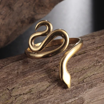 Классическое модное кольцо в виде змеи из нержавеющей стали Для мужчин и женщин, простые кольца в форме змеи золотого цвета, украшения для вечеринок, украшения на день рождения 4