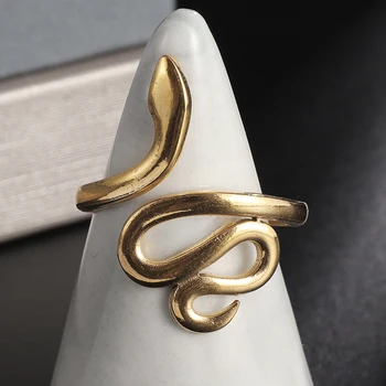 Классическое модное кольцо в виде змеи из нержавеющей стали Для мужчин и женщин, простые кольца в форме змеи золотого цвета, украшения для вечеринок, украшения на день рождения 5