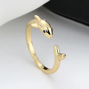 Модные Открывающие кольца в форме акулы для женщин Минималистичные Кольца на палец Ювелирные изделия Подарки на День рождения 2023 Новинка