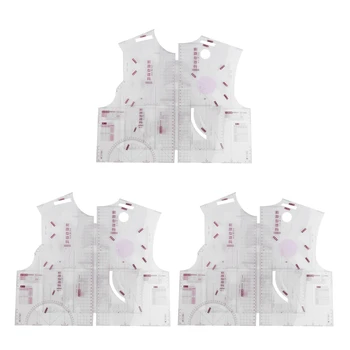 9X Линейка для дизайна модной ткани в соотношении 1: 1, Форма для обрезки, шаблон для рисования одежды для школьников, линейка-прототип одежды 0