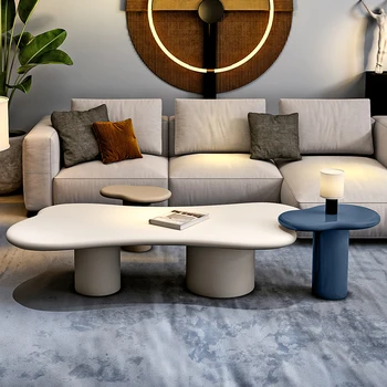 Центральный стол в гостиной Nordic Cloud, японская дизайнерская мебель, креативный приставной столик в бело-кремовом стиле