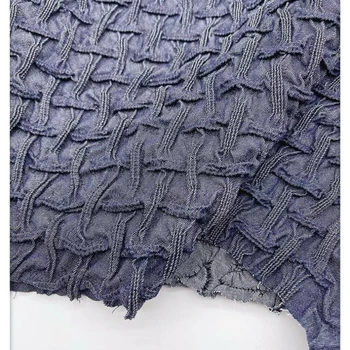 Выстиранная вышитая плиссированная джинсовая ткань, тонкая эластичная юбка, ткань для одежды, швейная ткань, материал для одежды 3