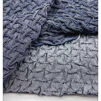 Выстиранная вышитая плиссированная джинсовая ткань, тонкая эластичная юбка, ткань для одежды, швейная ткань, материал для одежды 4