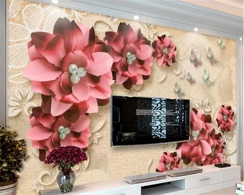Пользовательские обои 3d фреска ретро ювелирные изделия цветок гостиная ТВ фон стена гостиная спальня отель обои papel de pared