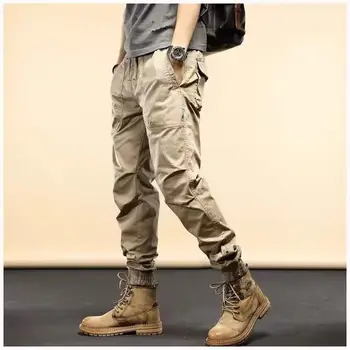 Оригинальный дизайн, Свободные брюки для работы, Эластичный пояс, Карманы на шнурках, Хлопковые прямые брюки в стиле хип-хоп с кисточками, быстросохнущие