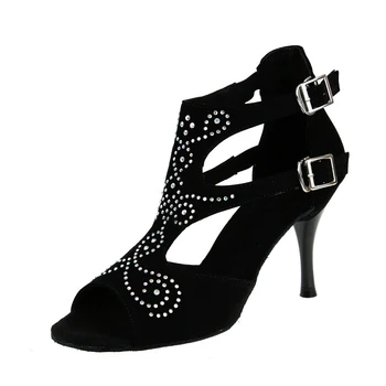 Evkoodance/ Новое поступление, танцевальная обувь Danza Latina Zapatos для сальсы, 8,5 см, разноцветные стразы, женская обувь для латиноамериканских танцев Evkoo-401