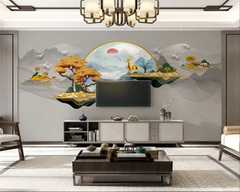 beibehang papier peint На заказ, новая внутренняя отделка, картина, пейзаж, олень, телевизор, фоновые обои для гостиной