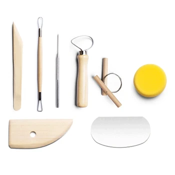 X6HD 8шт Инструмент для чистки керамической глины, моделирования для керамики, сглаживания, очистки, придания формы, Инструмент для лепки из глины, резьбы по глине, Инструмент для поделок