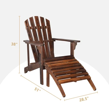 открытый сад 120*72*96 см со скамеечкой для ног Деревянный Одноместный стул Карбонизированного цвета 3