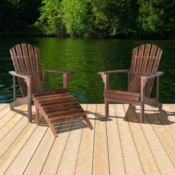 открытый сад 120*72*96 см со скамеечкой для ног Деревянный Одноместный стул Карбонизированного цвета 4