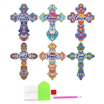 1 Комплект Закладки для рисования бриллиантами Креативная Сверкающая закладка в форме креста с подвеской Закладка для рисования бриллиантами своими руками 4