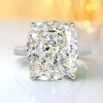 Роскошное кольцо из 100% стерлингового серебра 925 пробы с бриллиантом и высокоуглеродистым бриллиантом класса 5A, универсальные свадебные украшения