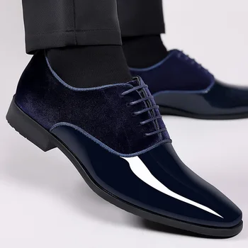 Классические Мужские Модельные Туфли Без шнуровки, Черные Кожаные Туфли для Мужчин с Острым носком, Деловая Повседневная Официальная Обувь для Свадьбы, Большие Размеры MPX125