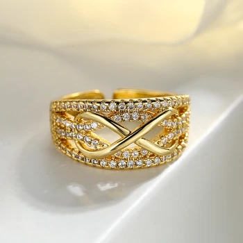 Стильный минималистичный дизайн, Регулируемое кольцо с кубическим цирконием для женщин и девочек, Винтажные украшения для вечеринок, свадеб, отпусков