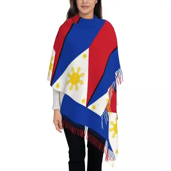 Флаг Филиппин, Филиппинские шали, палантины для женщин, теплый большой длинный шарф, Пашмины, Шали-шарфы