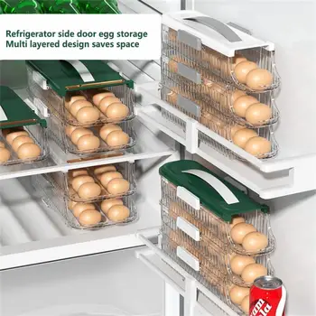 Ящик для хранения яиц Портативный Прочный Автоматический Прокатывающийся контейнер для хранения яиц большой емкости для домашней кухни