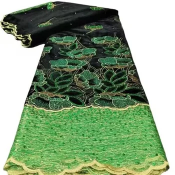 Зеленая Бархатная Кружевная Ткань 2023 Синий Новое Поступление Тяжелая Дубайская Вышивка Блестками Африканская Кружевная Ткань Популярный Стиль Для Женской Одежды