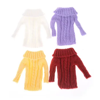 Стильный вязаный свитер, однотонное пальто для куклы, свитер ручной вязки, топы для куклы длиной 30 см, аксессуары для куклы 1/6 BJD, подарок для девочек