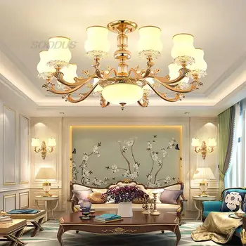 Потолочная люстра в скандинавском стиле, роскошный светодиодный светильник для домашнего декора из современного хрусталя, декоративная лампа для гостиной, спальни