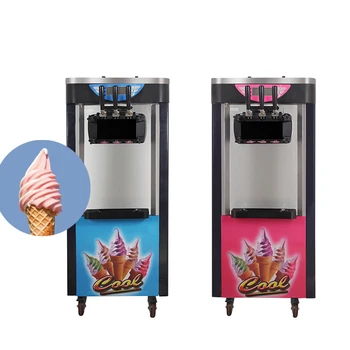 Напольный автомат для приготовления мягкого мороженого с тремя головками со вкусом шоколадного матча