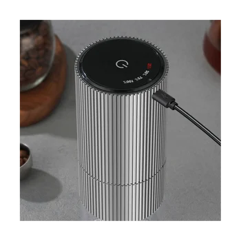 Электрическая кофемолка Автоматическая кофемашина для приготовления кофе в зернах Эспрессо со специями USB Зарядное устройство Кофемолка Серебро