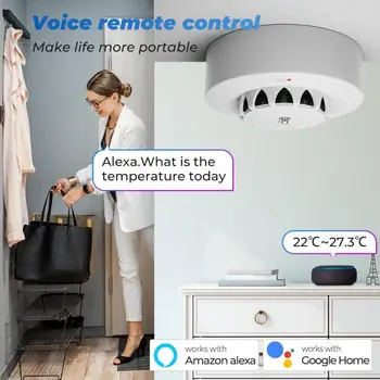 Wi-Fi детектор дыма, датчик пожарной сигнализации, дыма с определением температуры и влажности, звук 80 дБ Для Alexa Google Home, Tuya Smart Life 3