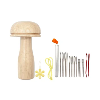 Симпатичный набор для штопки в форме гриба, деревянная штопальная машинка, набор инструментов для шитья носков, брюк, свитеров, поделок