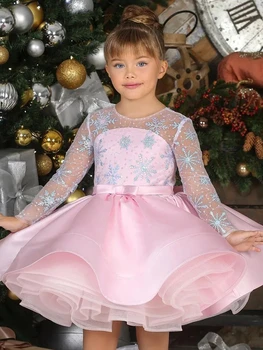 Модное платье-пачка принцессы с пайетками для маленьких девочек 2024 года, детское праздничное платье, свадебная вечеринка, День рождения, Рождество, детская одежда 3