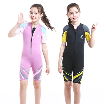 Оптовая продажа Детского водолазного костюма Толщиной 2,5 мм, теплый зимний купальник, цельный женский костюм для подводного плавания, серфинга, защиты от солнца, дрифтинга